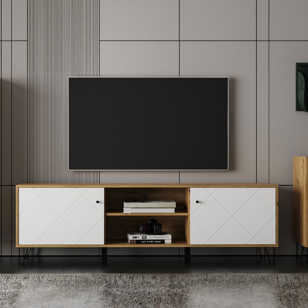 Porta TV Bollo 2 colore rovere e bianco Porta TV Bollo 2 colore rovere e bianco