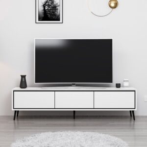 Porta tv Mandy con 3 ante colore bianco e piedini neri
