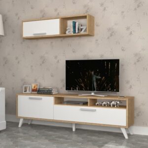 Porta tv Slim D2306TV180M109 rovere bianco 180x35x47h