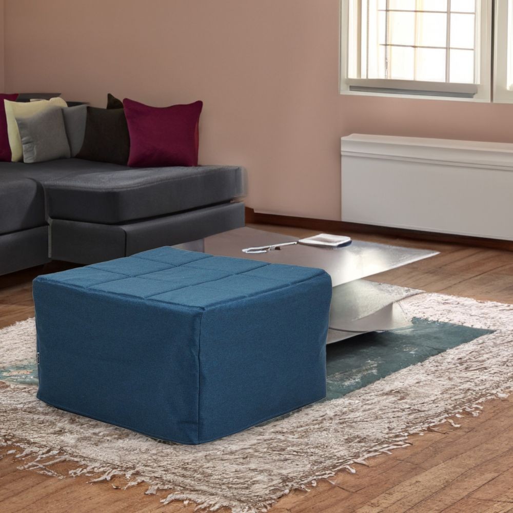 Pouf letto singolo pieghevole Vega tessuto colore blu Pouf letto singolo pieghevole Vega tessuto colore blu
