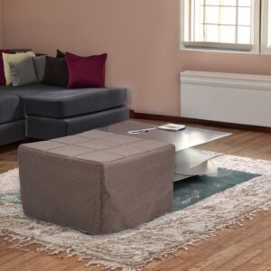 Pouf letto singolo pieghevole Vega tessuto colore tortora