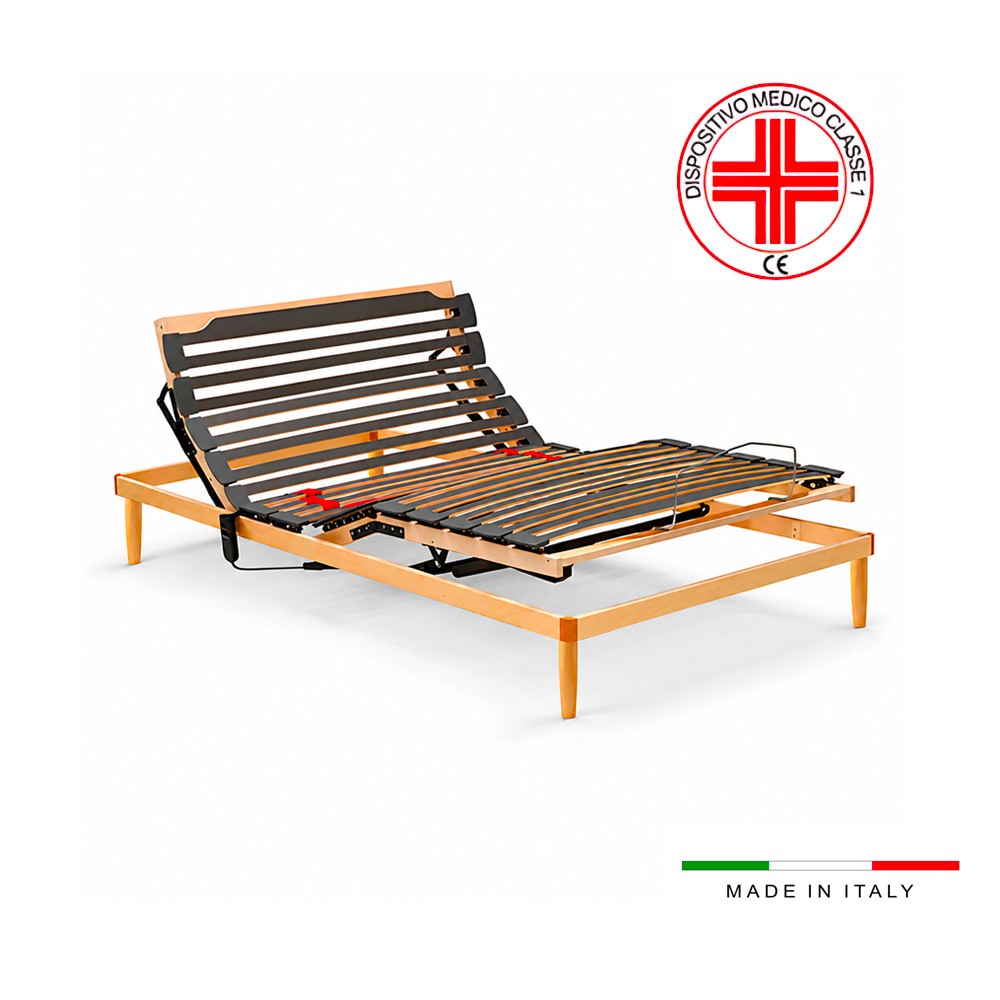Rete elettrica una piazza e mezza Voltix 120x190 con doghe a regolazione autobloccante e piedini dispositivo medico Rete elettrica una piazza e mezza Voltix 120x190 con doghe a regolazione autobloccante e piedini dispositivo medico