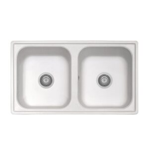 Samet Lavello 86x50 Granitovero862vbip 2 vasche bianco