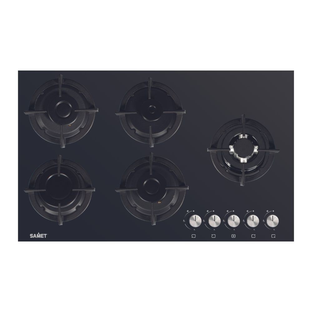Samet Piano cottura Minerva 90 in vetro 5 fuochi nero Samet Piano cottura Minerva 90 in vetro 5 fuochi nero