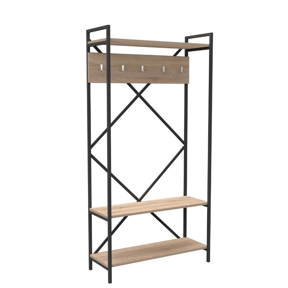 Scaffale ingresso appendiabiti Kety metallo antracite Scaffale ingresso appendiabiti Kety metallo antracite