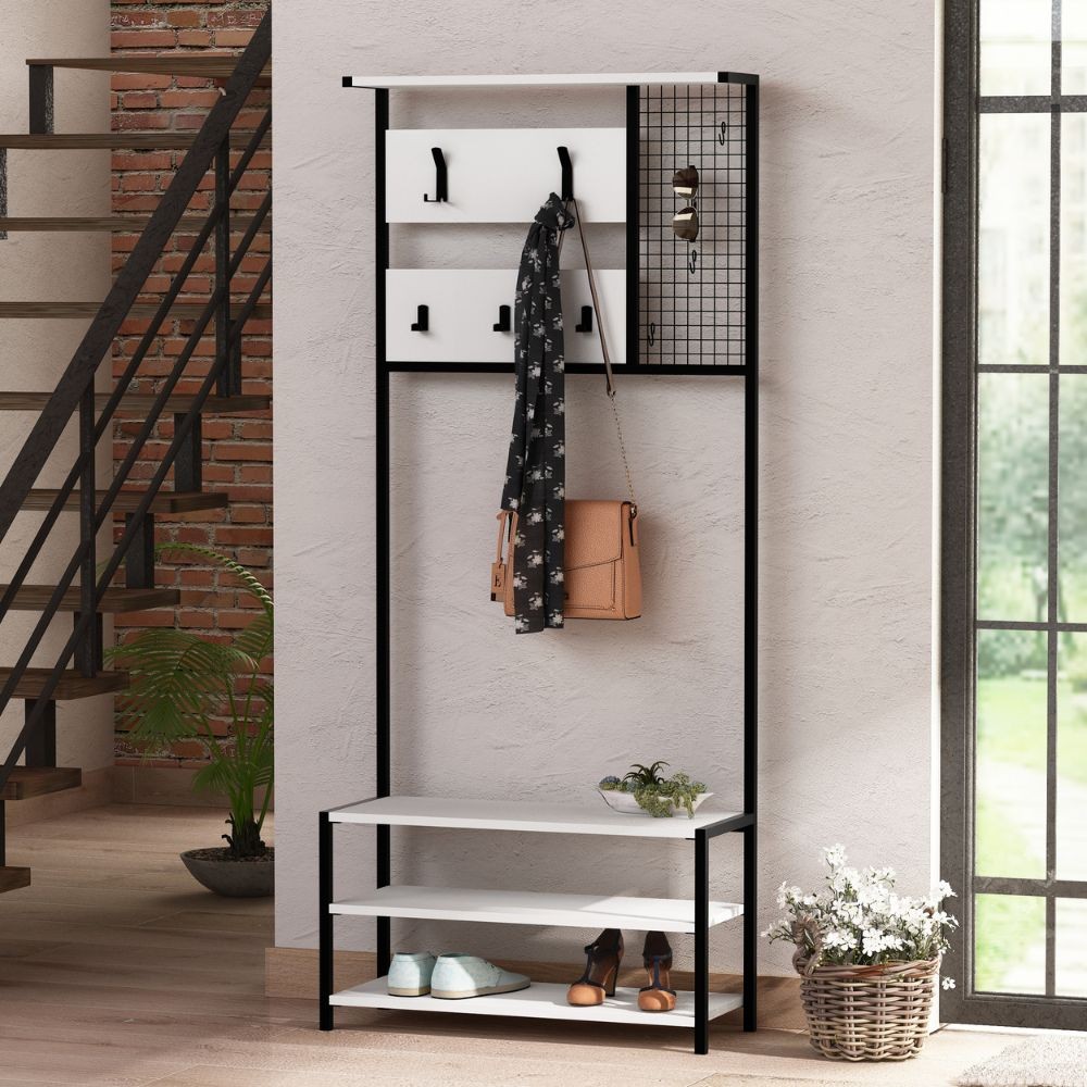 Scaffale ingresso Nomad colore bianco Scaffale ingresso Nomad colore bianco