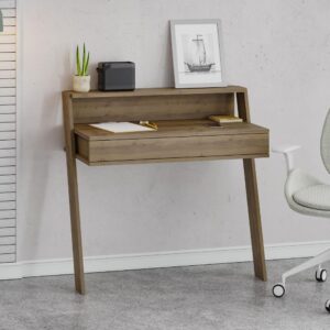 Scrivania da parete hitit noce con cassetto Cowork 94 cm.