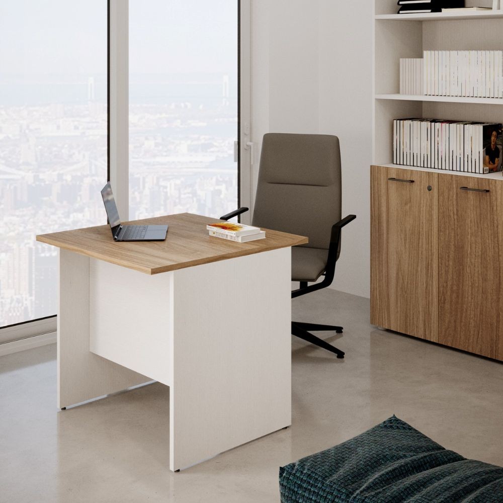 Scrivania Ibisco 80x80x74H cm. colore struttura bianco frassinato colore piano noce naturale Scrivania Ibisco 80x80x74H cm. colore struttura bianco frassinato colore piano noce naturale