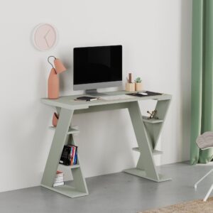 Scrivania Papillon 106 cm. struttura con mensole a giorno colore ash green
