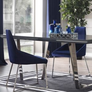 Sedia Enzio tessuto blu parliament set 2 pezzi