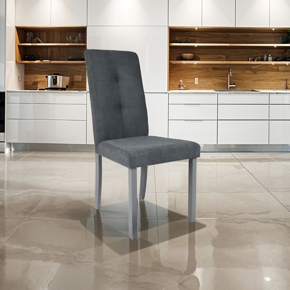 Sedia Eric in legno colore grigio con seduta in tessuto grigio set 2 pezzi Sedia Eric in legno colore grigio con seduta in tessuto grigio set 2 pezzi