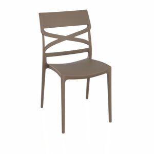 Sedia Flow in polipropilene rinforzata con fibra di vetro colore tortora certificate CATAS Made in Italy set 4 pezzi