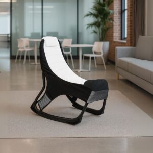 Sedia gaming Rocky con seduta imbottita in rete bicolore nero e bianco