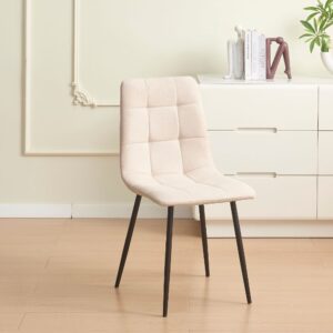 Sedia imbottita Fender in tessuto KSR2 beige e gambe in metallo nero set 6 pezzi