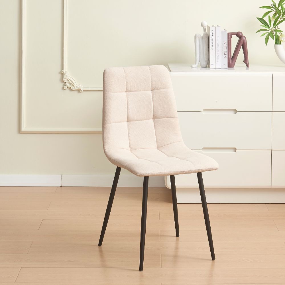 Sedia imbottita Fender in tessuto KSR2 beige e gambe in metallo nero set 6 pezzi Sedia imbottita Fender in tessuto KSR2 beige e gambe in metallo nero set 6 pezzi