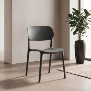 Sedia in polipropilene Loop con schienale ergonomico con apertura colore antracite set 4 pezzi
