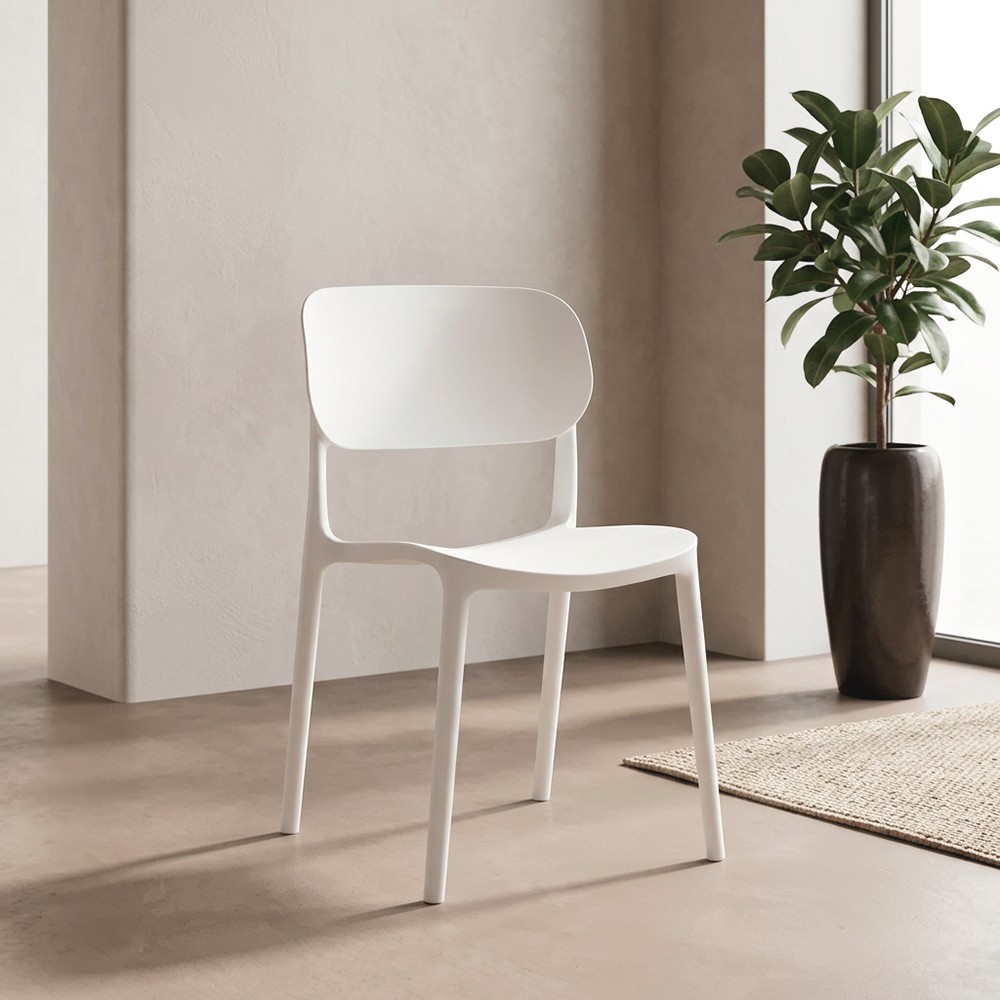 Sedia in polipropilene Loop con schienale ergonomico con apertura colore bianco set 4 pezzi Sedia in polipropilene Loop con schienale ergonomico con apertura colore bianco set 4 pezzi