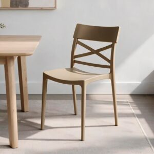 Sedia in polipropilene Mami con schienale incrociato light taupe set 4 pezzi