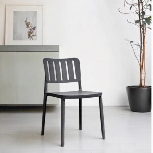 Sedia in polipropilene Nexa con schienale con aperture verticali antracite set 4 pezzi