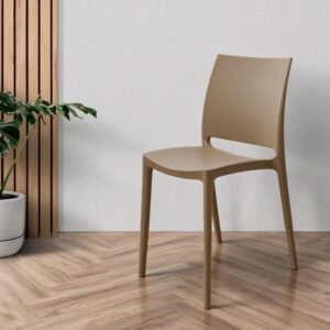 Sedia in polipropilene Sfera con design ergonomico colore taupe set 4 pezzi