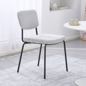 Sedia Juno in tessuto colore grigio chiaro e struttura in metallo nero set 4 pezzi
