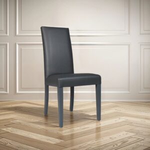 Sedia Nancy in ecopelle grigia antracite con gambe in tinta 2 pezzi