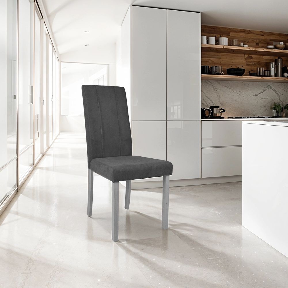 Sedia Tom in legno colore grigio con seduta in tessuto colore grigio set 2 pezzi Sedia Tom in legno colore grigio con seduta in tessuto colore grigio set 2 pezzi