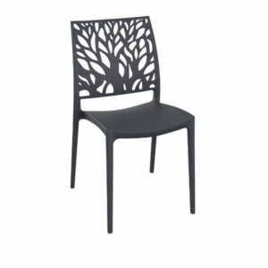 Sedia Tree in polipropilene rinforzata con fibra di vetro colore grigio metal certificate CATAS Made in Italy set 4 pezzi