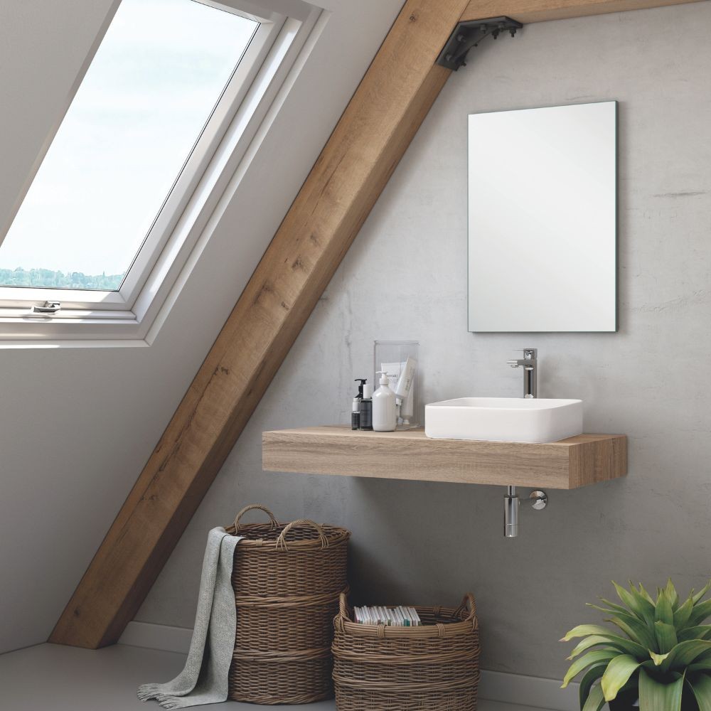 Set mensolone bagno con lavabo Ely colore rovere cambrian 120x45x12 cm. Set mensolone bagno con lavabo Ely colore rovere cambrian 120x45x12 cm.