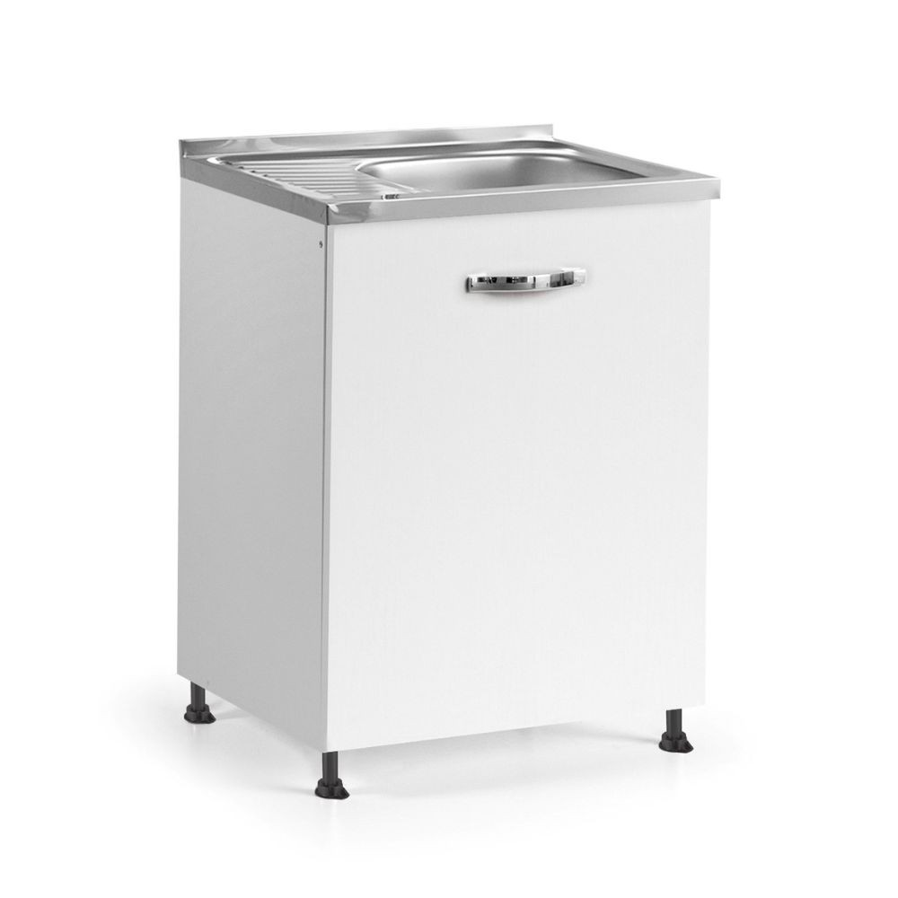 Sottolavello 60x60x82H cm un'anta colore bianco frassinato lavello incluso Sottolavello 60x60x82H cm un'anta colore bianco frassinato lavello incluso