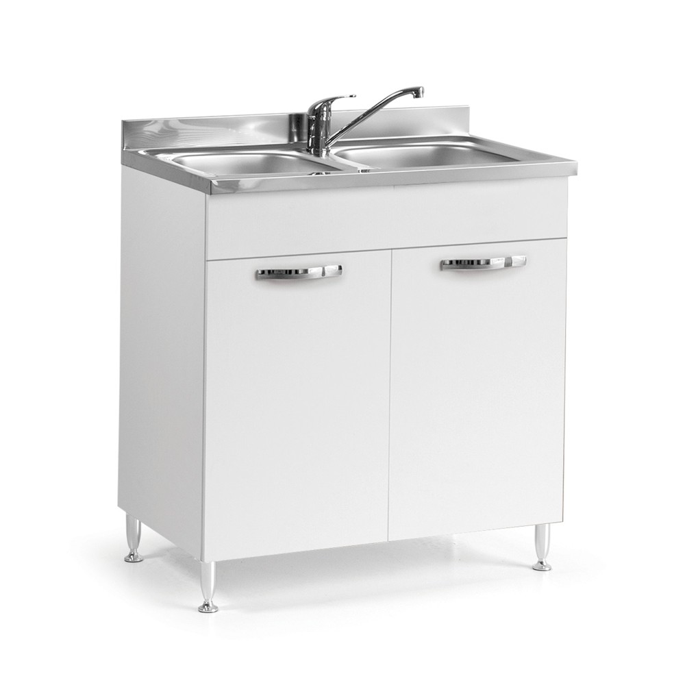 Sottolavello 80x50x85 H cm con due ante bianco frassinato lavello incluso Sottolavello 80x50x85 H cm con due ante bianco frassinato lavello incluso