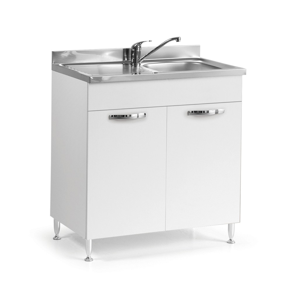 Sottolavello 80x50x85H cm con due ante bianco frassinato lavello incluso Sottolavello 80x50x85H cm con due ante bianco frassinato lavello incluso