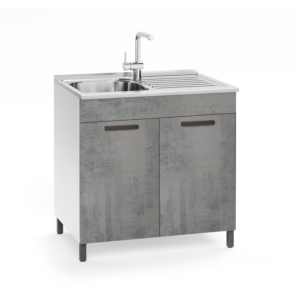 Sottolavello 80x50x85H cm con due ante cemento lavello incluso Sottolavello 80x50x85H cm con due ante cemento lavello incluso