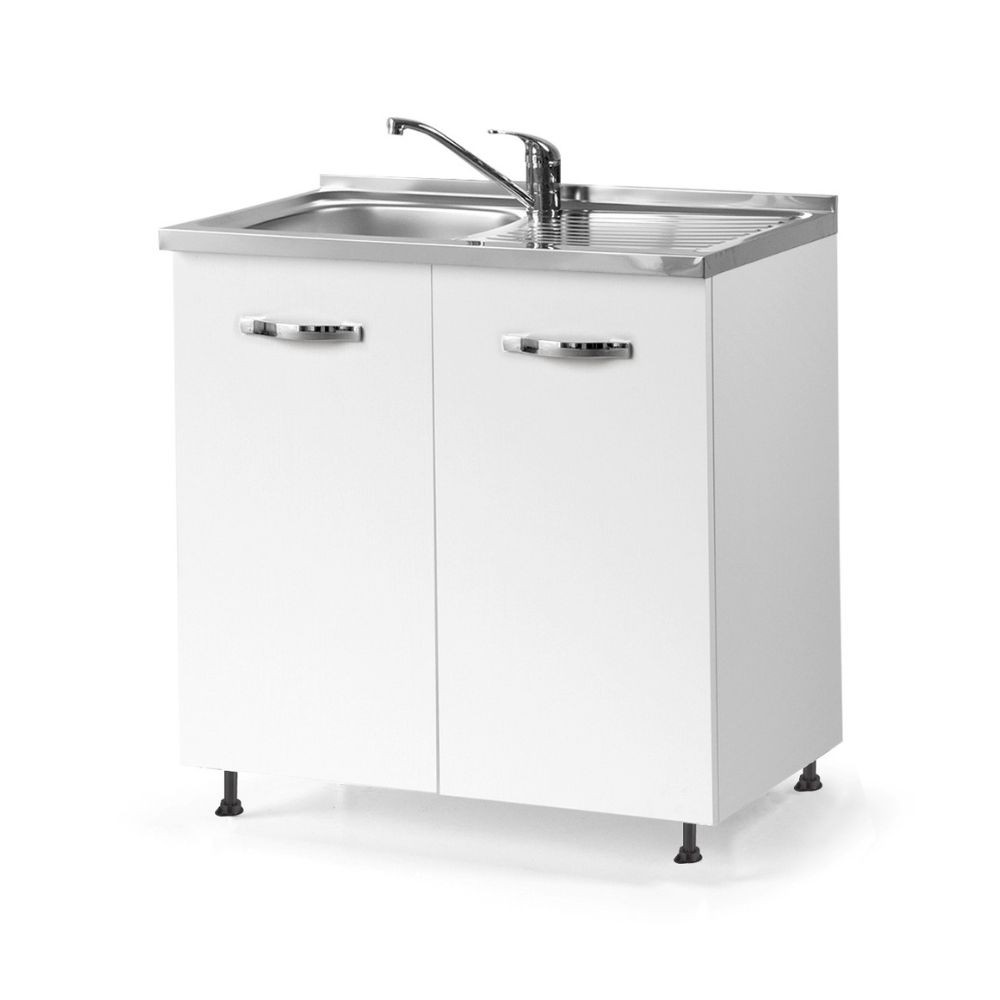 Sottolavello 80x60x82H cm 2 ante colore bianco frassinato lavello gocciolatoio destro incluso Sottolavello 80x60x82H cm 2 ante colore bianco frassinato lavello gocciolatoio destro incluso