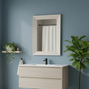Specchiera Loto rettangolare con cornice larice beige 102x65 cm.