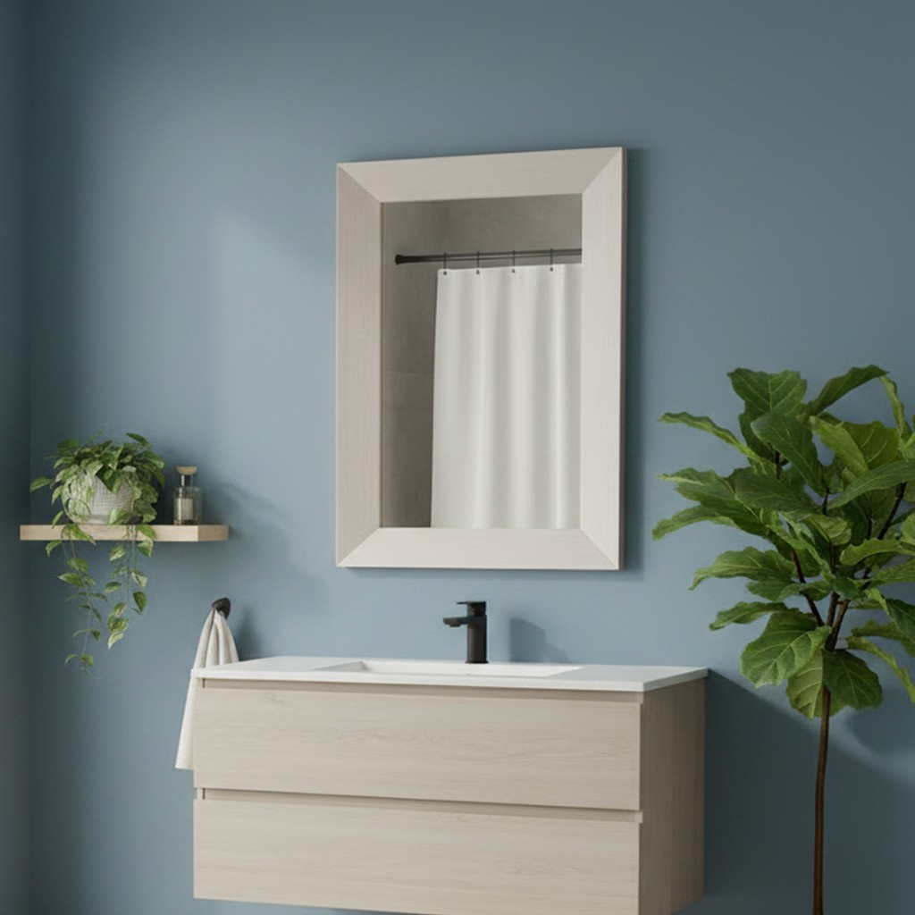 Specchiera Loto rettangolare con cornice larice beige 102x65 cm. Specchiera Loto rettangolare con cornice larice beige 102x65 cm.