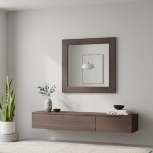 Specchiera quadrata Plana 90x90 cm con cornice in larice grigio