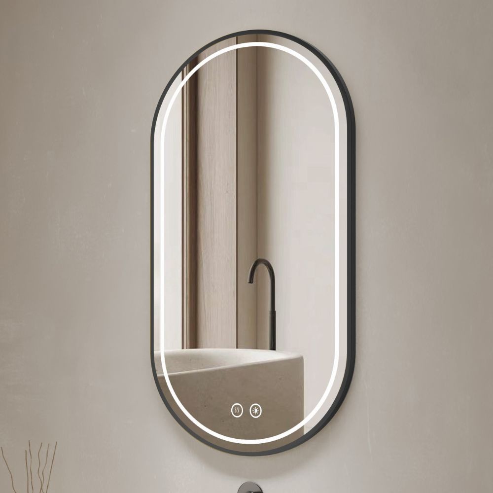 Specchio smart ovale YJ-2004BL con cornice nera in acciaio inox satinato 90x60 cm. Specchio smart ovale YJ-2004BL con cornice nera in acciaio inox satinato 90x60 cm.