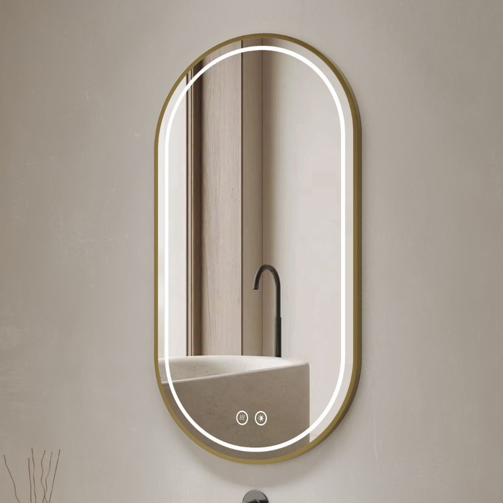 Specchio smart ovale YJ-2004ORO con cornice oro in acciaio inox satinato 90x60 cm. Specchio smart ovale YJ-2004ORO con cornice oro in acciaio inox satinato 90x60 cm.