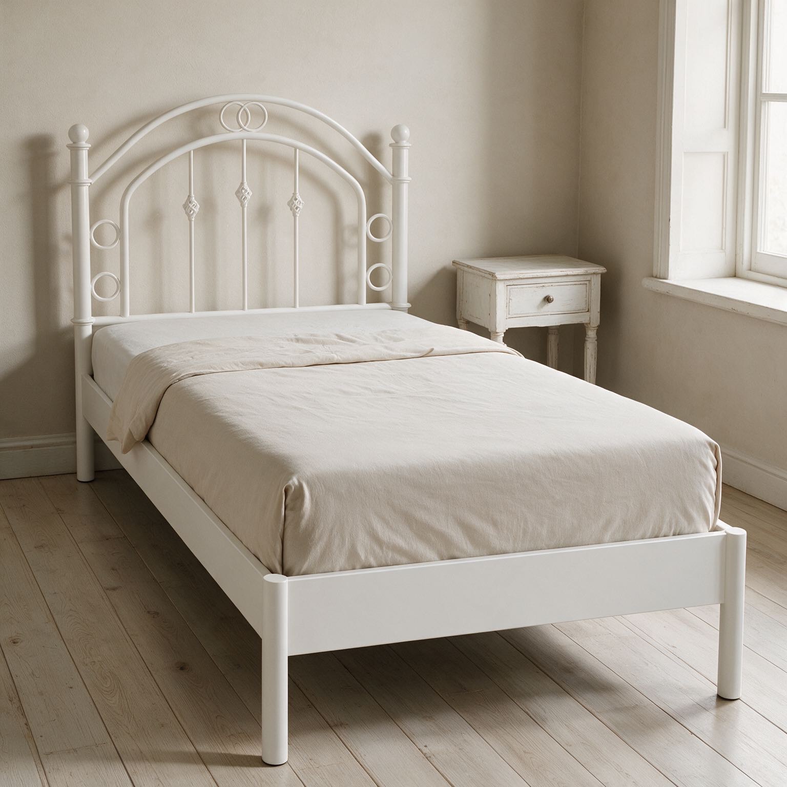 Struttura letto singolo Luxor 90x190 cm. colore bianco anticato Struttura letto singolo Luxor 90x190 cm. colore bianco anticato