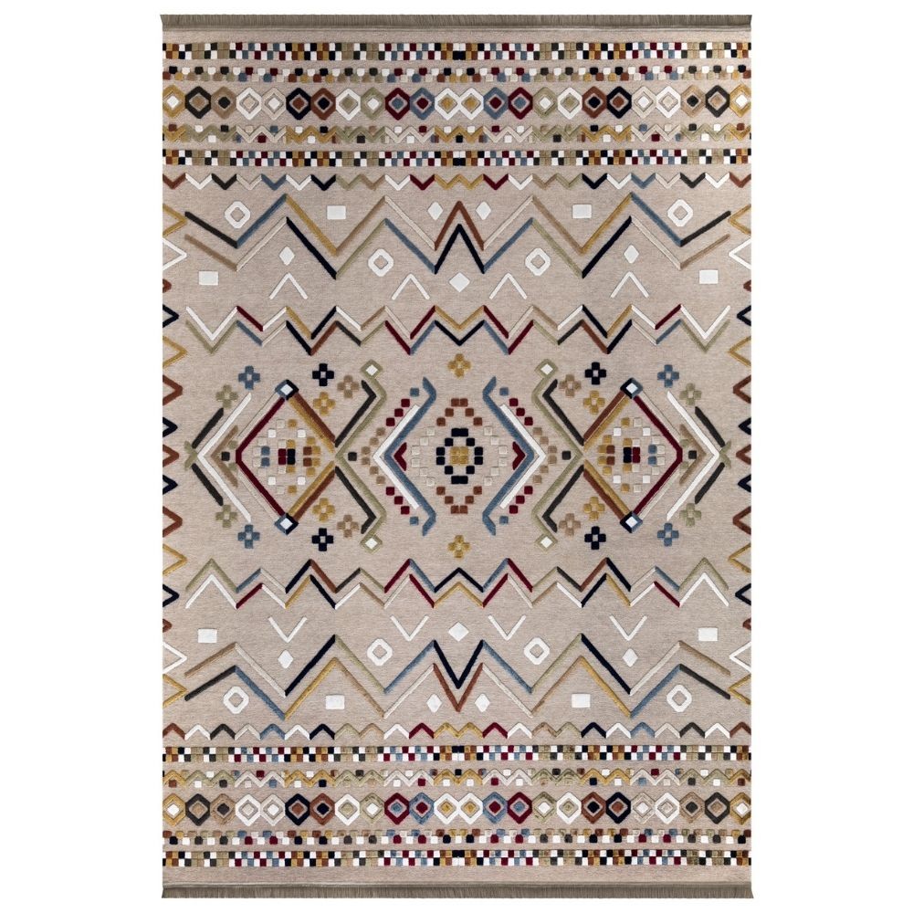 Tappeto antiscivolo Multicolor beige con decori colorati 160x230 Tappeto antiscivolo Multicolor beige con decori colorati 160x230