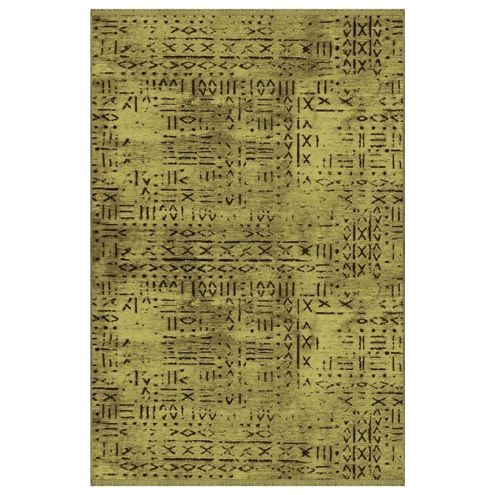 Tappeto ciniglia antiscivolo Vadi verde decorazione geometrica 120x180 Tappeto ciniglia antiscivolo Vadi verde decorazione geometrica 120x180