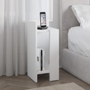 Tavolino comodino di design Elos bianco 27x25x60h sinistro