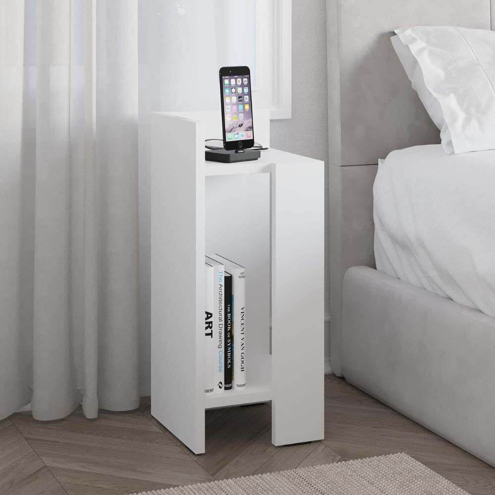 Tavolino comodino di design Elos bianco 27x25x60h sinistro Tavolino comodino di design Elos bianco 27x25x60h sinistro