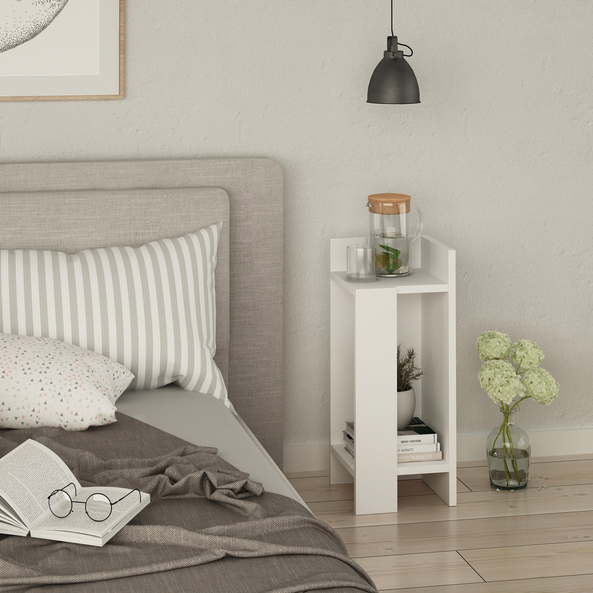 Tavolino comodino di design Elos colore bianco 27x25x60h destro Tavolino comodino di design Elos colore bianco 27x25x60h destro