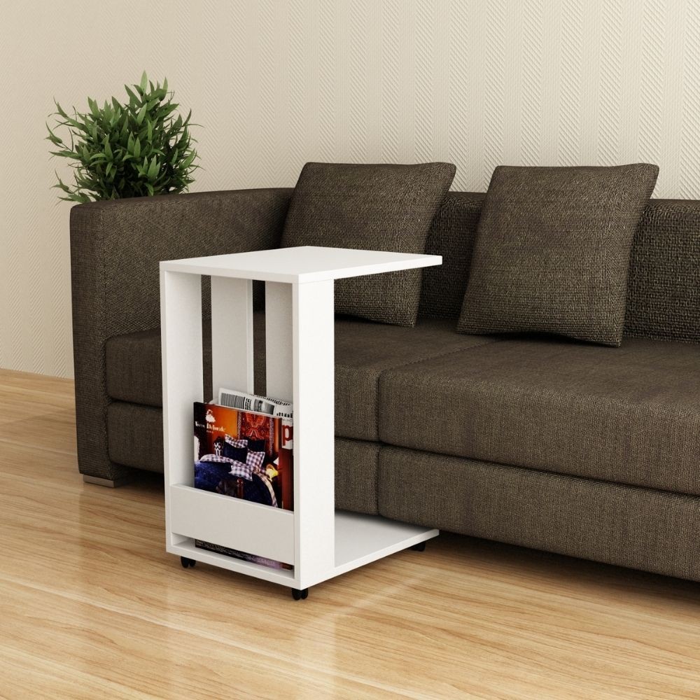 Tavolino da divano Edi porta pc e riviste bianco Tavolino da divano Edi porta pc e riviste bianco