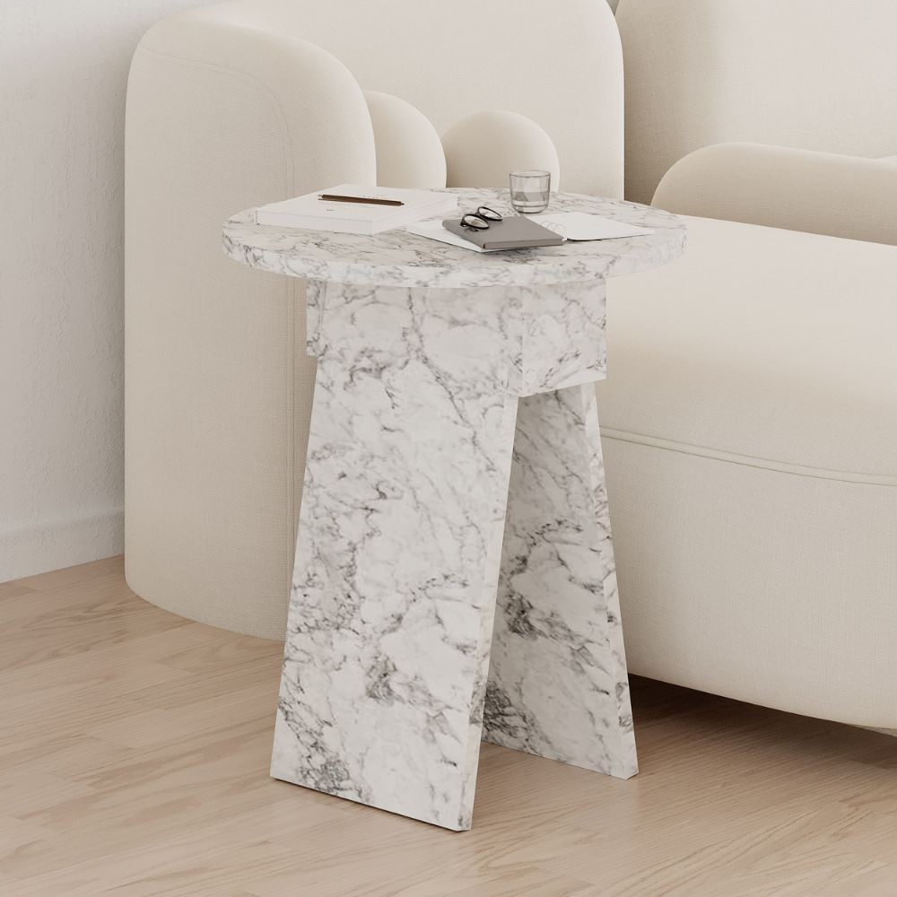 Tavolino da salotto Chen H 50x42x23.4 cm. colore carrara effetto marmo Tavolino da salotto Chen H 50x42x23.4 cm. colore carrara effetto marmo