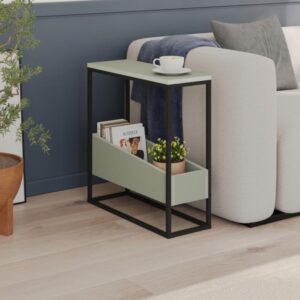 Tavolino da salotto Lido in ash green e struttura in metallo nero