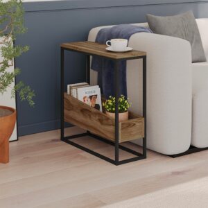 Tavolino da salotto Lido in rovere deep oud e struttura in metallo nero