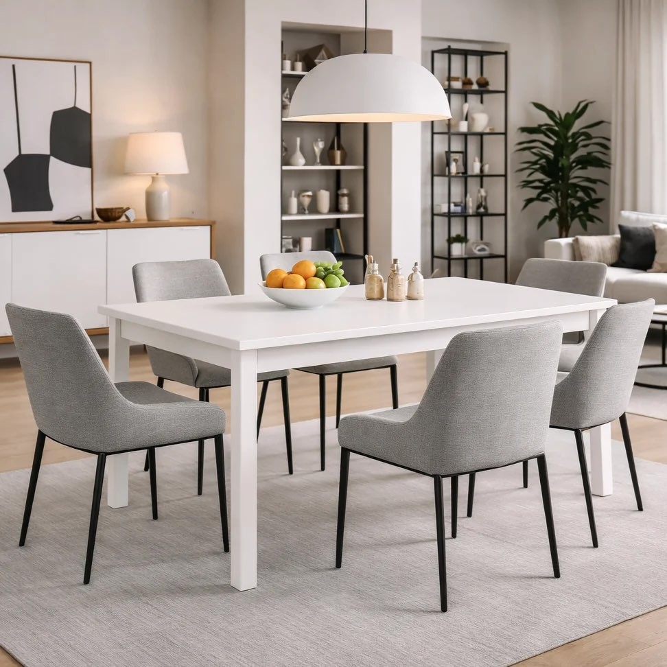 Tavolo allungabile Empoli 160x90 bianco frassinato Tavolo allungabile Empoli 160x90 bianco frassinato
